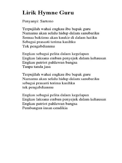 Galeri foto hymne guru lirik hadirkan transparent sehingga mirip aslinya las rapi ekonomis hemat spesial — Semangat topup murah di buka di area voucher member